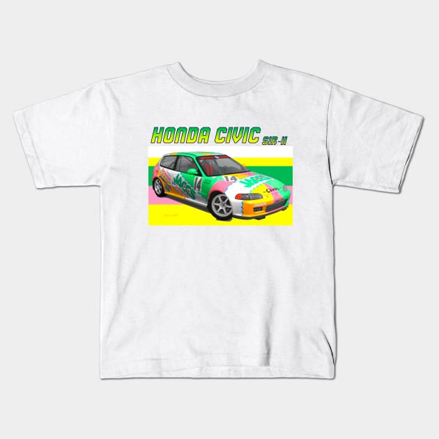 Honda Civic SiR-II Kids T-Shirt by PjesusArt